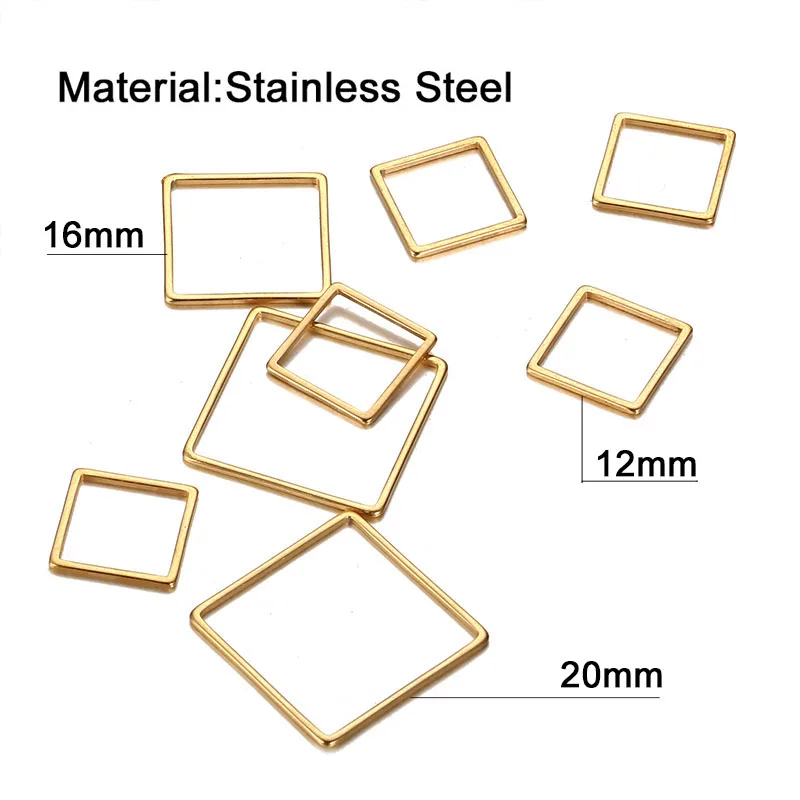20 шт./лот, дизайн, квадратные геометрические подвески из нержавеющей стали для изготовления ювелирных изделий DIY, геометрические формы, кулон, ожерелье, аксессуары