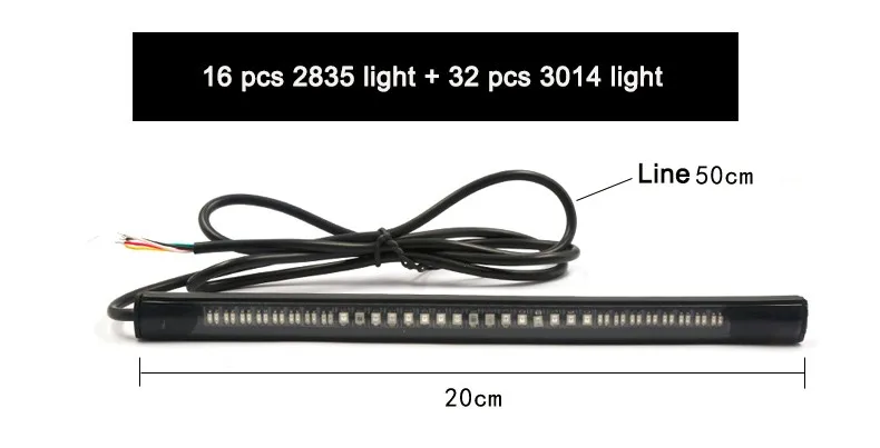 Универсальный мотоциклетный светильник, Ремонтный задний тормоз, стоп-сигнал поворота, светильник s Integrated 2835, вставленный светодиодный светильник, аксессуары для полосы