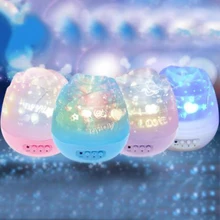 Romantic Rotation Rose Buds Starry Sky Projector Night Light USB Rechargeable Led Night Lamp Kids Baby Children Sleeping Lights