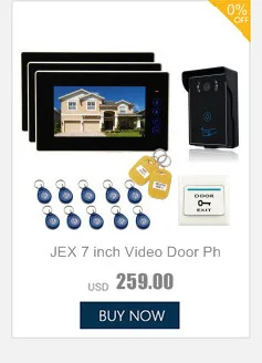 JEX 7 ''видеодомофон дверной звонок телефон домофон Системы комплект 700TVL Водонепроницаемый RFID Доступа Камера + пульт дистанционного