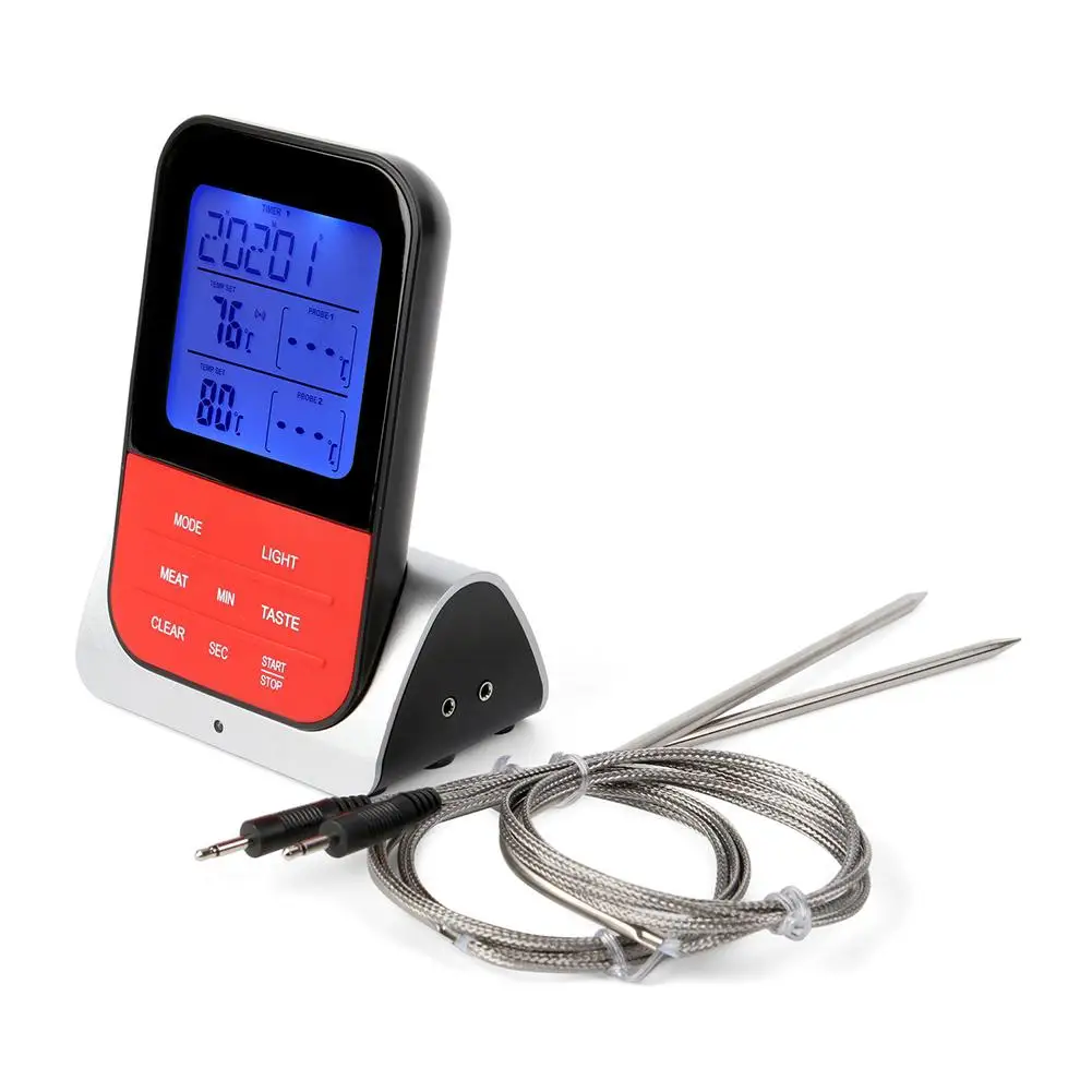 Billige Drahtlose Wasserdichte Digitale Kochen Lebensmittel Fleisch Thermometer für Ofen Grillen Raucher BBQ Dual Sonde Digitale Thermometer