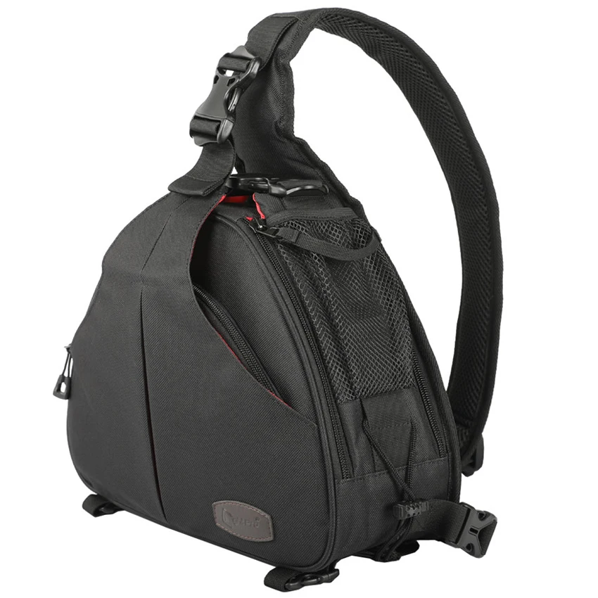 Camera Video Sling Shoulder Cross Body Triangle Package Bag Case Waterproof w/ Rain Cover Men Women Soft Padded for Canon Nikon