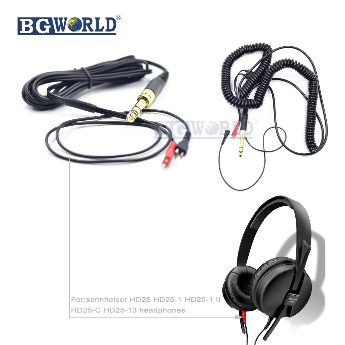 BGWORLD пружинный рельефный спиральный кабель для Sennheiser HD25 HD25-1 II HD25-C HD25-13 сменный шнур для наушников