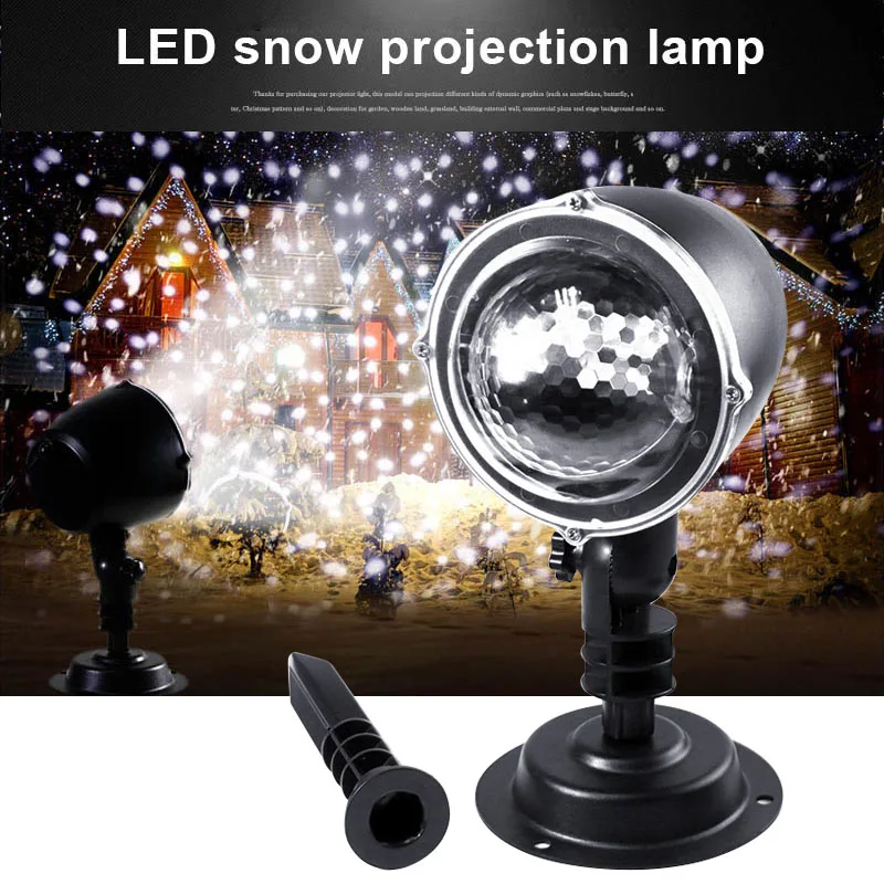 

LED Projector Light Snowflake Rotate Waterproof Spotlight for Christmas Halloween Garden Party ALI88