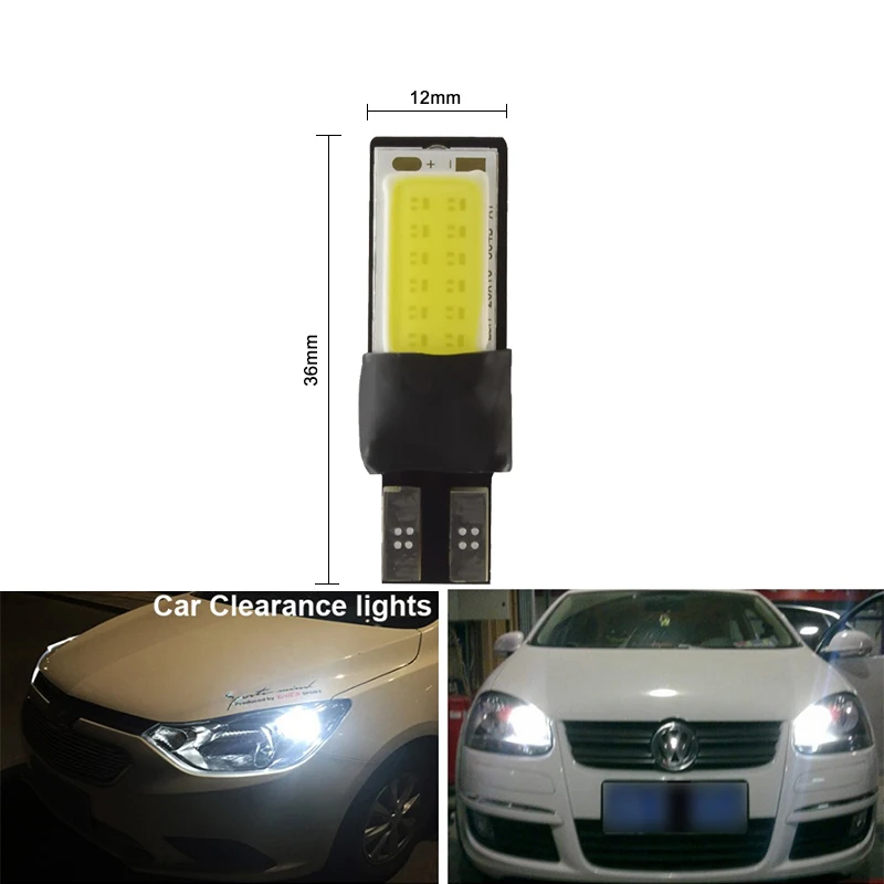 2x Автомобильный светодиодный сигнал T10 W5W COB Canbus автомобильная Внутренняя