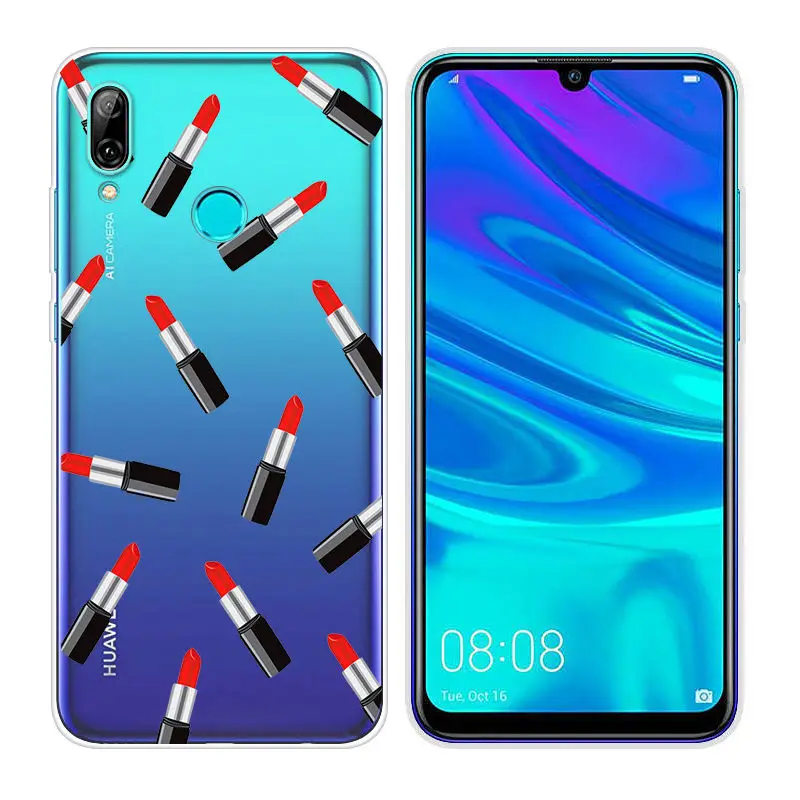 Fundas for Huawei P Smart 2019 Transparent Back Phone Case FOR P Smart 2019 6.21 inch Soft TPU Painted PSmart 2019 Cases Shell  (19)