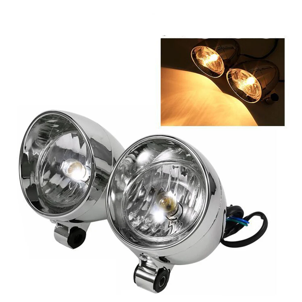 Pack of 2 4 Chrome Motorcycle Bullet Front Headlight Fog Light Lamp for Harley