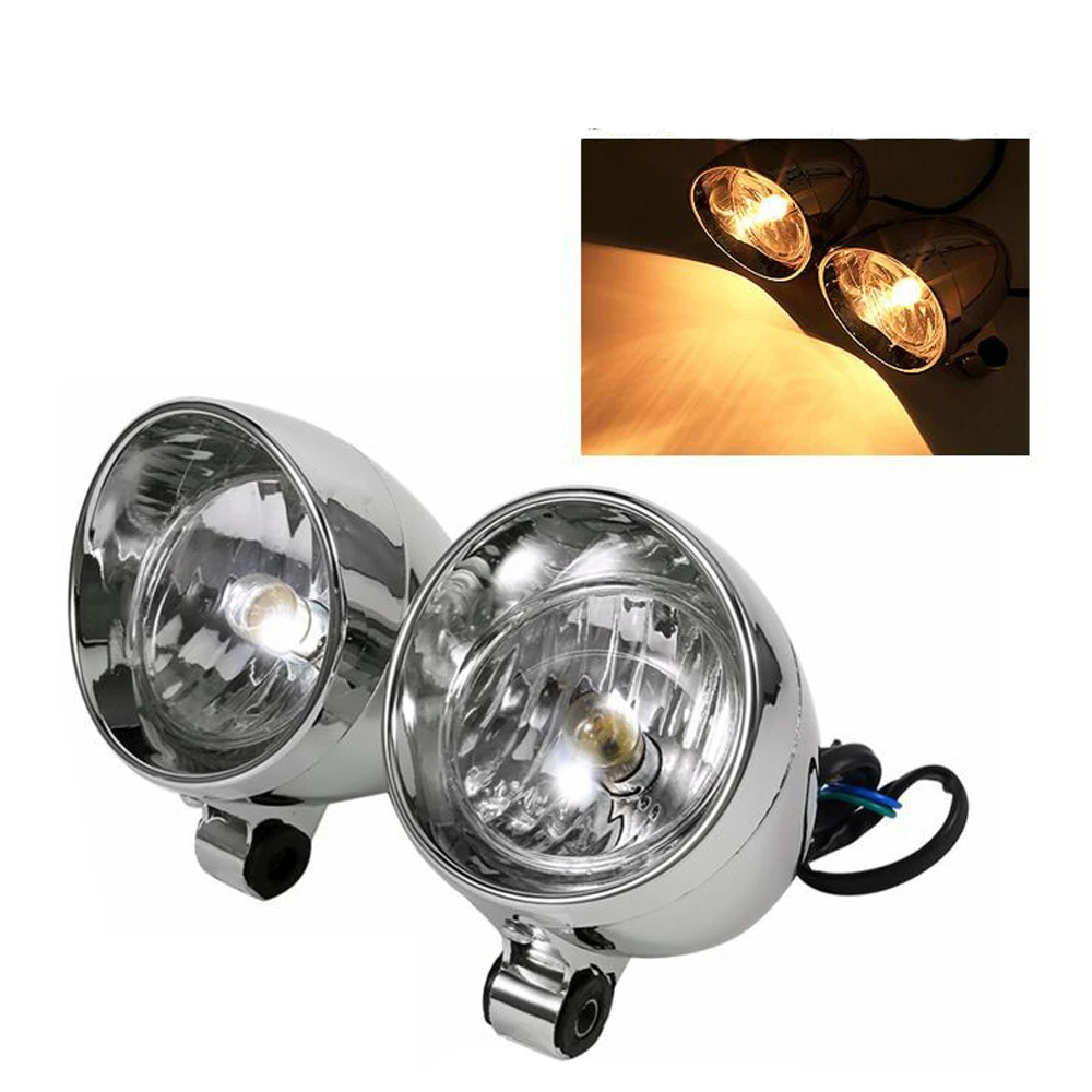 2 Motorcycle 4'' 12V Bullet Driving Passing Head Light Lamp for Harley Cruiser 2 Motorcycle 4'' 12V Bullet Driving Passing Head Light Lamp for Harley Cruiser