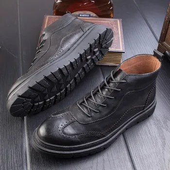 

Brock Martin boots England leather high men's shoes summer retro carved boots men's casual fashion boots