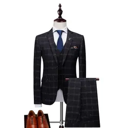Черный Для мужчин формальный Suites Бизнес модные тонкие костюмы элегантный Для мужчин брюки пальто последние конструкции 2018 смокинг для