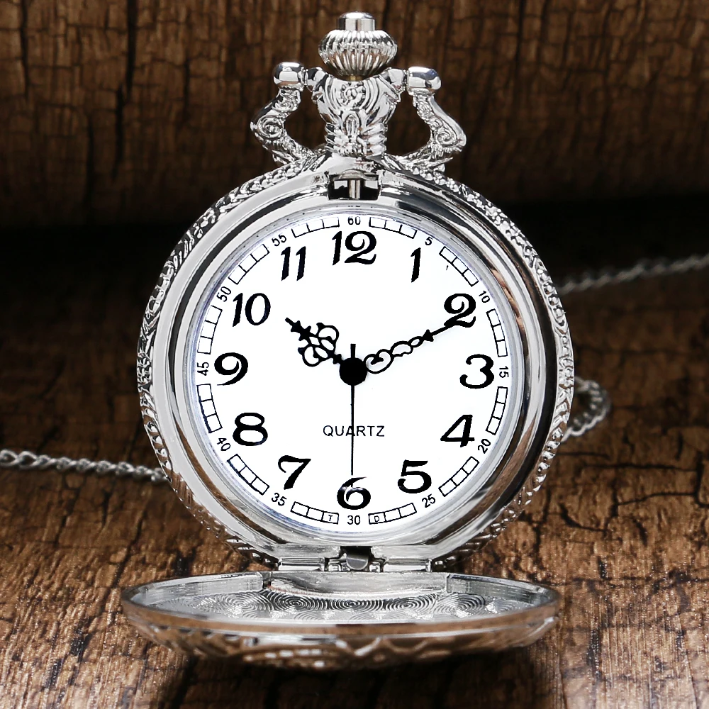 Ретро серебряные карманные часы поезд с цветочным Relogio де Bolso кварцевые часы с Цепочки и ожерелья цепь Винтаж кулон Для мужчин Для женщин P456