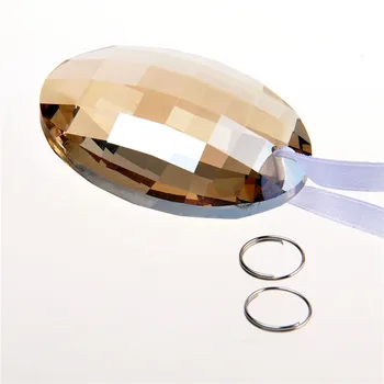 

5PC/lot Champagne 63mm Round Crystal Glass Hanging Drop Prism Suncatcher Drops Crystal Chandelier Lamp Parts Wedding Home Decor