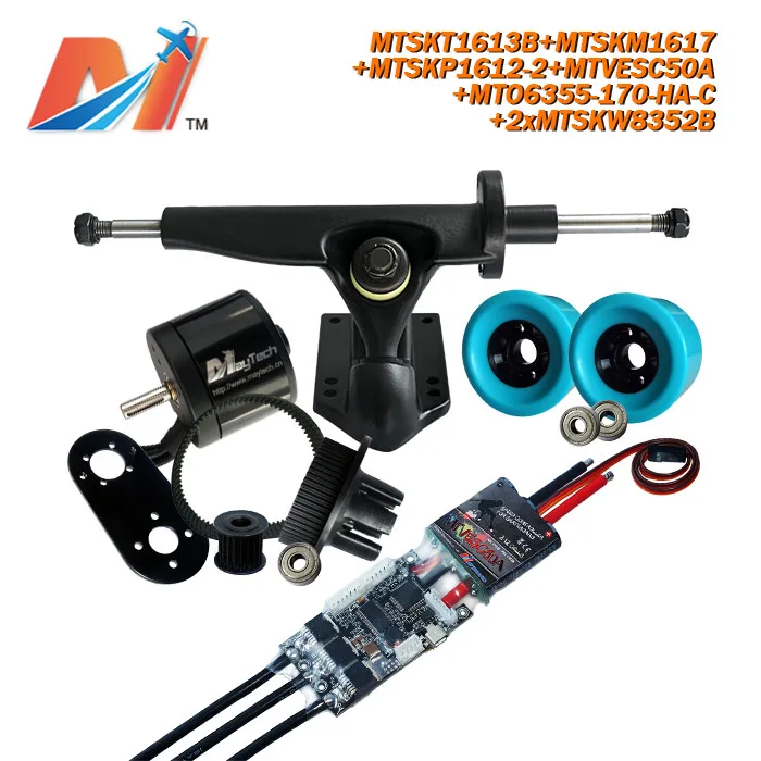 

Maytech motorized skateboard SuperESc Based on vesc and 6355 170kv waterproof sensor motor and pulley mount truck and pu wheels