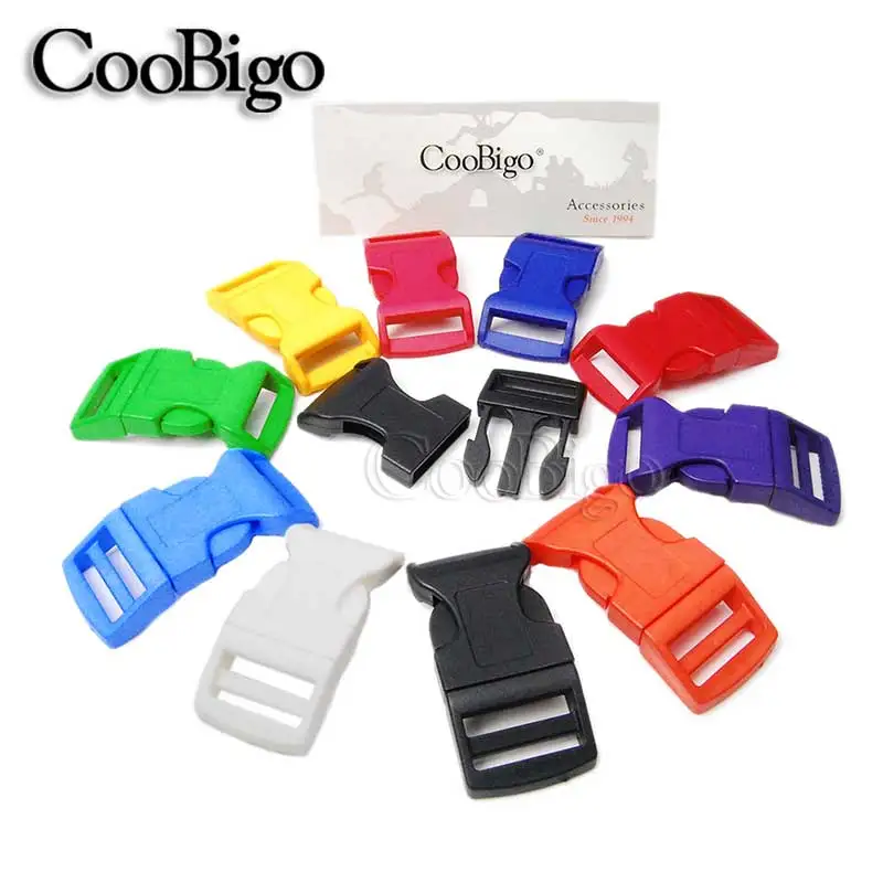 

50pcs 1"Mixed Color Plastic Curved Side Release Buckles Outdoor Backpack Straps Webbing 26mm Pet Collar Hardware DIY Accessories