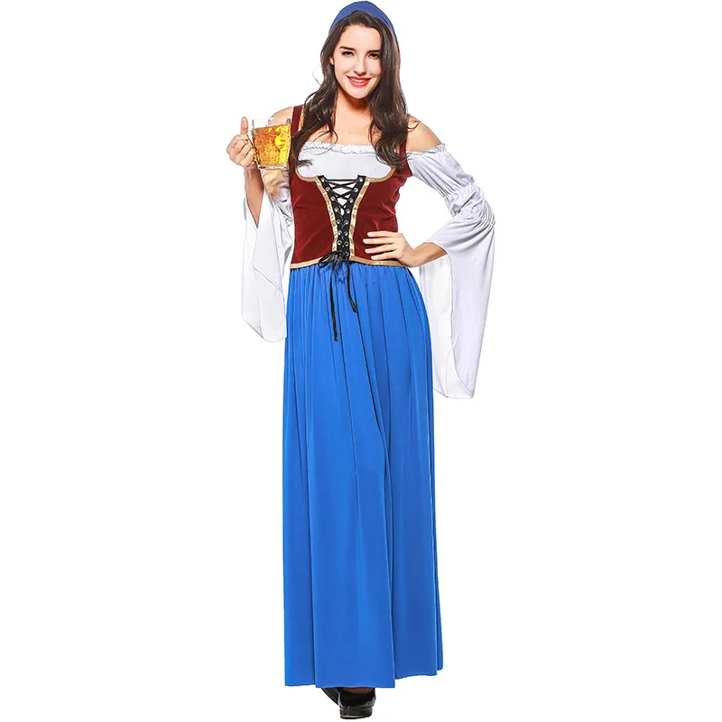 Вечерние женские длинные платья Октоберфест дирндль Bavaria Wench Costume Girl Maid Fantasy