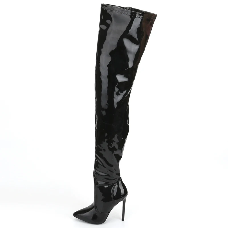 Women High Heel Thigh High Boots Stiletto Heels Full Zipper Over-the-knee Long Boots Size 36-46