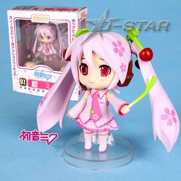 

Free Shipping Cute 4" Nendoroid Vocaloid Hatsune Miku Sakura Pink Boxed 10cm PVC Action Figure Model Collection Toy #97A