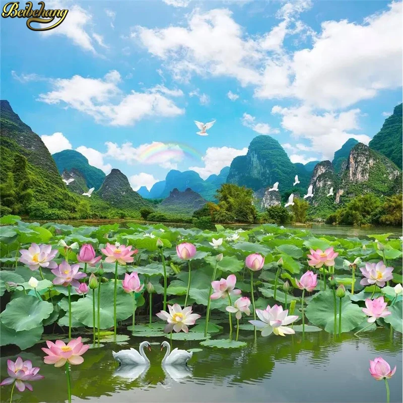 

beibehang Custom Mural Wallpaper For Walls 3 D Nature Lotus Landscape photo Wallpapers for Living Room Bedroom Modern Home Decor