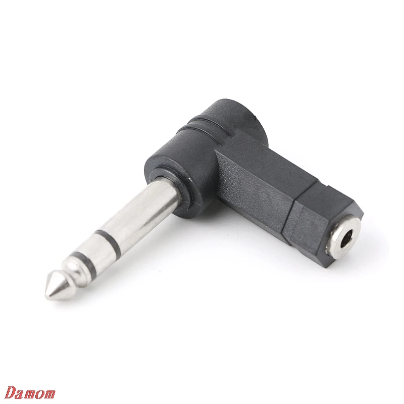 

3.5mm Female Jack to 6.35mm Male Jack Right Angled Plug Headphone Audio Adapter Damom