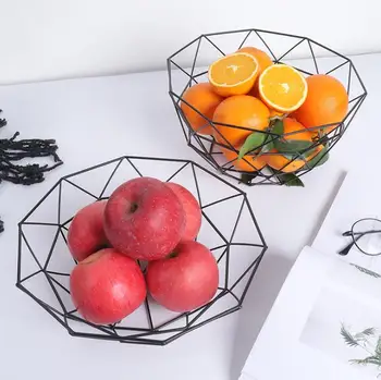 

Creative Nordic Tieyi Receiving Basket Storage Basket Multifunctional Fruit Snack Metal Basket for Living Room Desktop