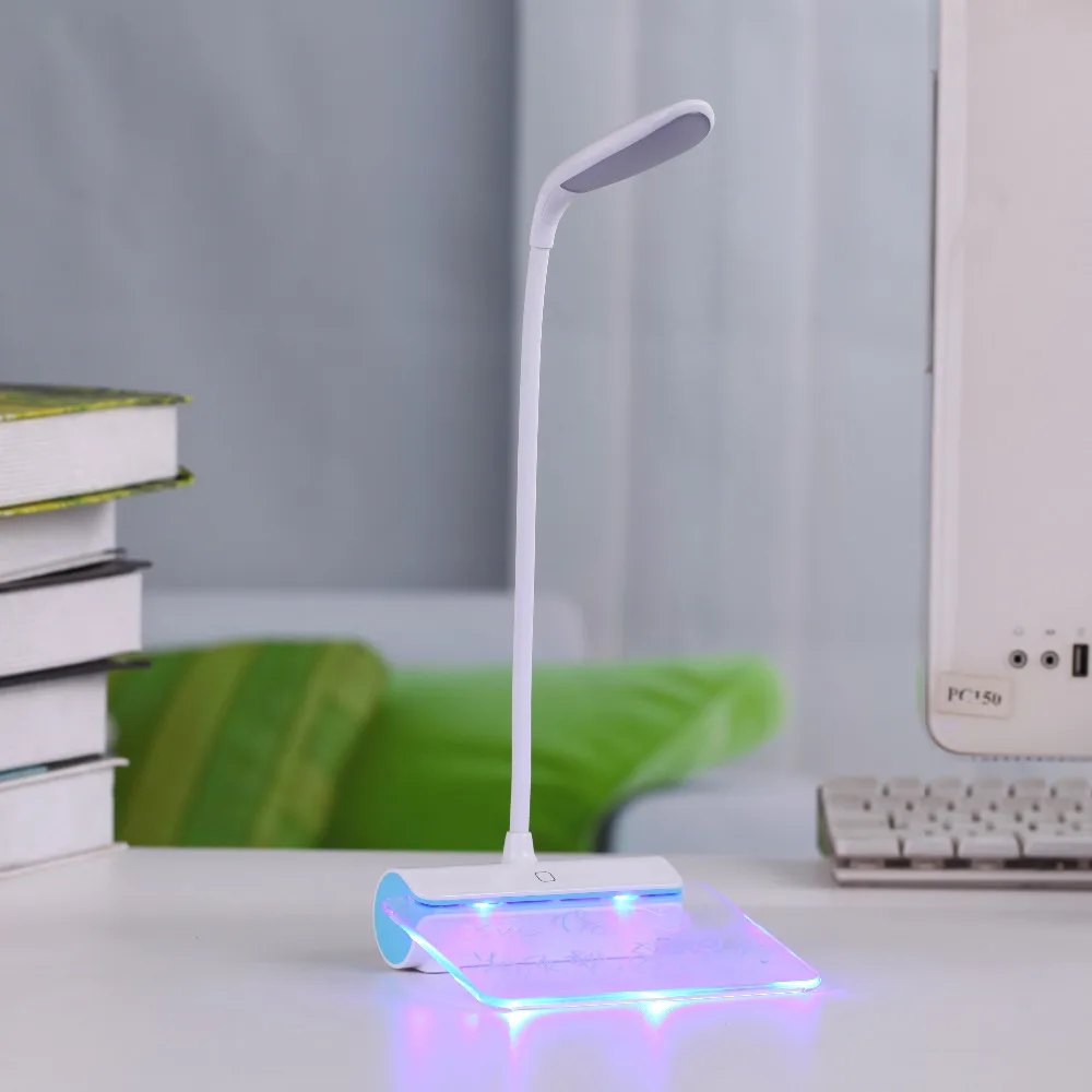 USB перезаряжаемая Настольная лампа с доской сообщений Портативный три диммера