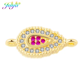 

Wholesale Handmade Jewelry Fittings Supplies Red Green Zircon Water Drop Connector Accessories For Women Earrings Jewelry Making