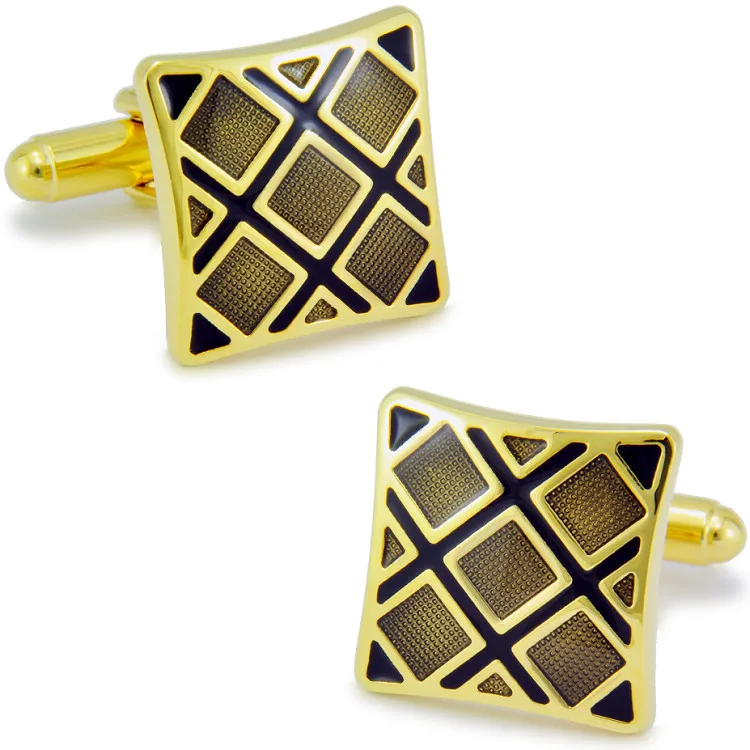 

SPARTA High quality metal + Electroplate Enamel black checked pattern cufflinks men's Cuff Links + Free Shipping !!!