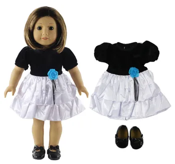 

2019 New Style High Quality Black Princess Dress Outfit+Shoes for 18 Inch American Doll