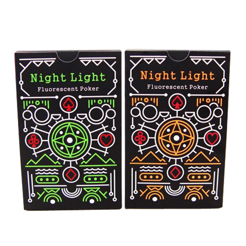 New Hot Novelty Black Glow In The Dark Bar Smooth Paper Fluorescen Poker Cards Night Luminous Playing Cards Board Games qenueson
