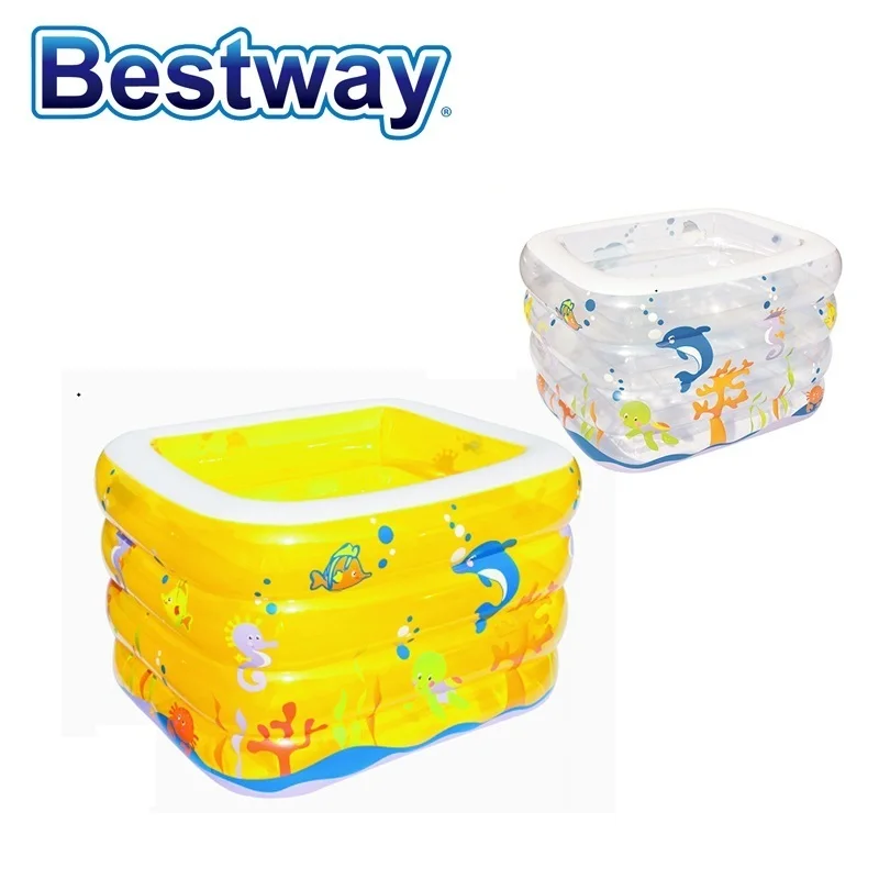 

13455 Bestway Four-ring Baby Tub 120x105x75cm Rectangular Printing Baby Play Pool Inflatable 380L Baby Paddling Pool Ball Pool