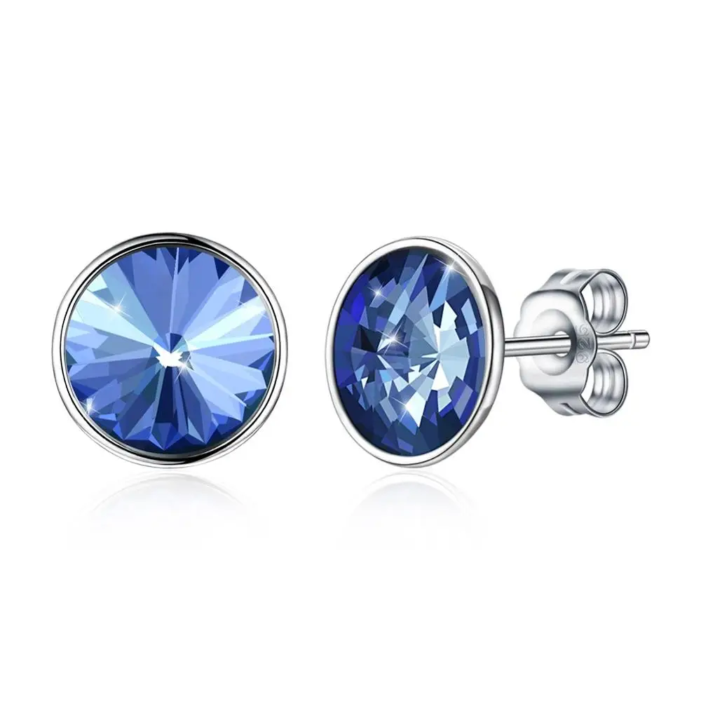

S925 Women Stud Earrings Cute Crystal Earrings Party Fine Jewelry 925 Sterling Silver Stud Earrings Lady Round Stud Ears Wears