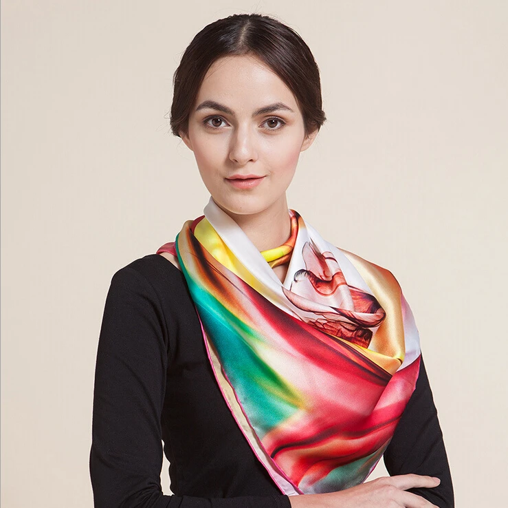 New Women High Quality Fashion Crepe Satin Silk Head Scarf 100 Pure