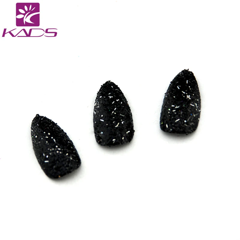 

HOTSALE 70PCS/LOT Black Glitter salon DIY acrylic nail tips, full cover false stiletto nails