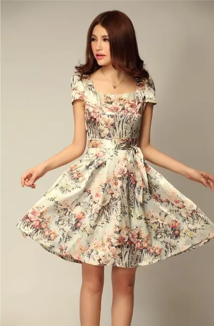 Ms Color Plus Size Las S Cute Flower Print Dress Women Ms Color Plus Size Las S Cute Flower Print Dress Women Fashion