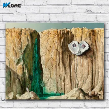 

Large size Printing Oil Painting Cliff Side with Oyster Shell art canvas prints pictures for living room and bedroom No Frame