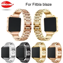 Часы группа с горный хрусталь Нержавеющая сталь Магнитная застежка Браслет наручные ремешок для Fitbit Blaze Фитнес группа с рамкой