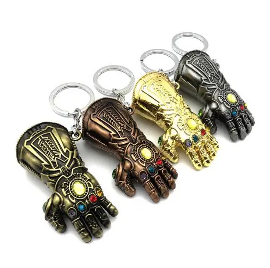 

100pcs/lot Marvel Avengers 4 Thanos Infinity Glove Keychain Gauntlet Keyring Alloy Key Chain Mixorder