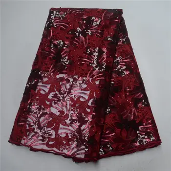 

African French Mesh Tulle Lace Fabric High Quality Organza Lace Nigeria with Sequins-LP30