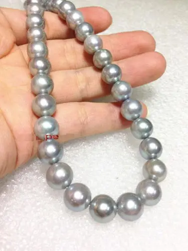 

18"Genuine AAA++ ROUND 10-11MM TAHITIAN GRAY PEARL NECKLACE 14k/20 GOLD