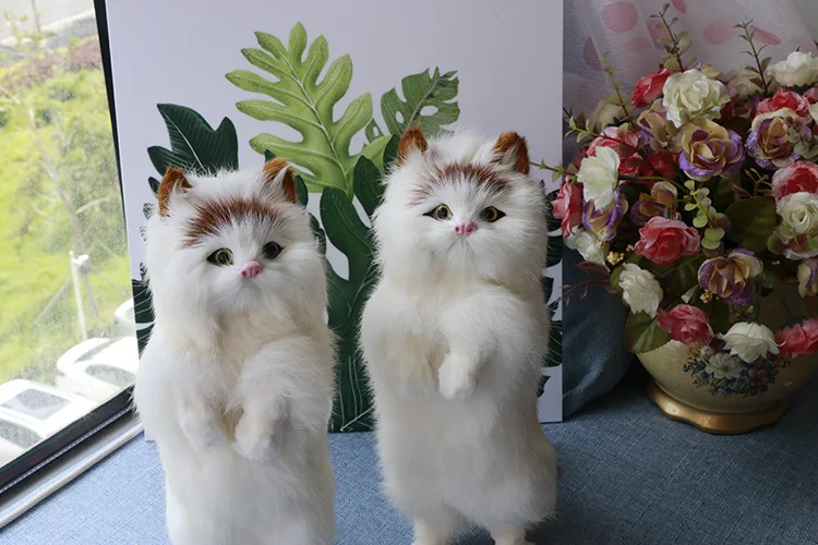 Моделирование кошек Животные модели домашний орнамент Фортуна кошка кукла детские плюшевые животные игрушки Реалистичные стоячие кошки рождественские подарки