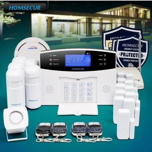 

HOMSECUR Wireless&wired 433Mhz LCD GSM 850/900/1800/1900 Burglar Alarm System with Smoke Sensor (Available shipment from EU)