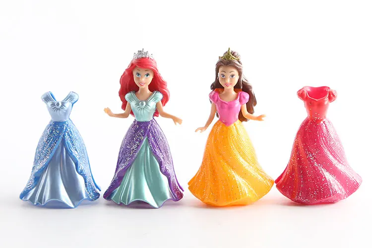 7PCS Princess Rapunzel Belle Cinderella MagiClip Figuren Puppe Spielzeug Set 