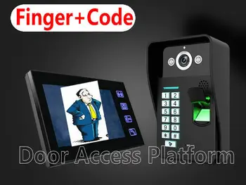 

7" inch Color TFT LCD Screen monitor Video door phone Intercom Door ring,Door bell fingerprint+code Door Access Control System,