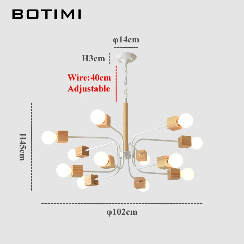 Современный светодиодный светильник BOTIMI для гостиной, деревянные люстры, деревянные люстры, подвесные светильники для столовой, белые кухонные светильники