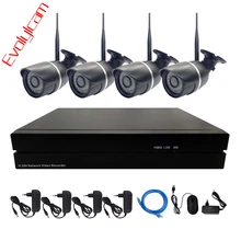 Evolylcam 4PCS HD 720P/960P/1080P Wireless Bullet IP Camera Kit Wifi Network Alarm Security With 4CH Onvif P2P NVR CCTV System