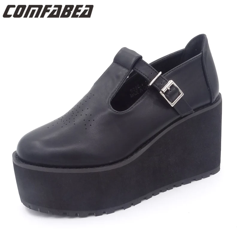 Black Platform Shoes Women Spring Summer Autumn Punk shoes Casual Flats