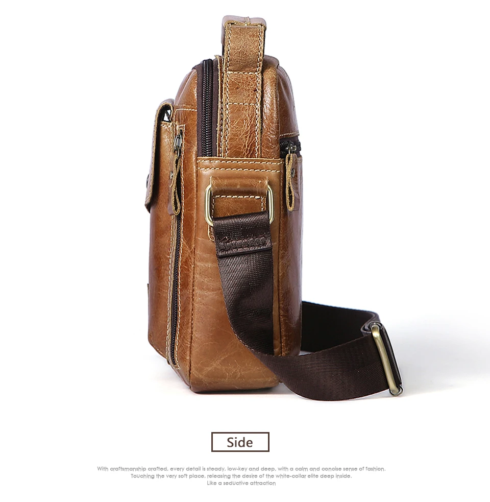 Genuine Leather Men Bags Oil Leather Messenger Bag Men Shoulder Crossbody Bags Male Flap Small Handbags Shoulder Bag  (13)