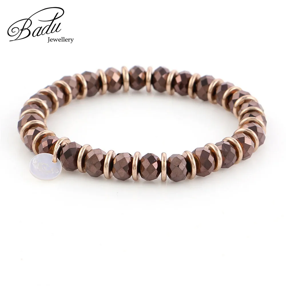 Badu осенний зимний браслет для женщин 6 мм хрустальные бусины браслеты для девочек Модные ювелирные изделия подарки оптом - Окраска металла: 28101