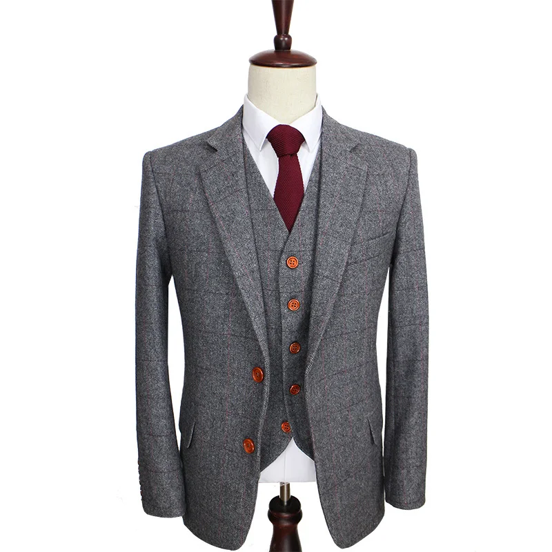 Buy 2016 Wool Retro Grey Herringbone Tweed British
