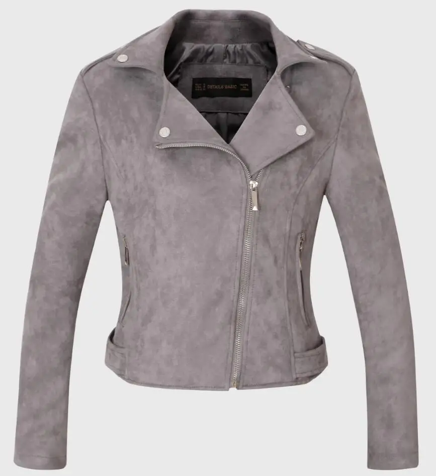 Moto rcycle замшевая из искусственной кожи пальто уличная холодный серый красная кожаная куртка женская moto куртка осень замшевая куртка Лидер продаж - Цвет: X007 Grey